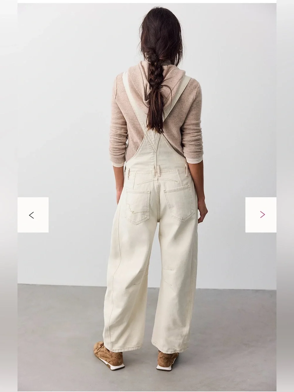 Free People: We the Free Goodluck Barrel Overalls in Milk color